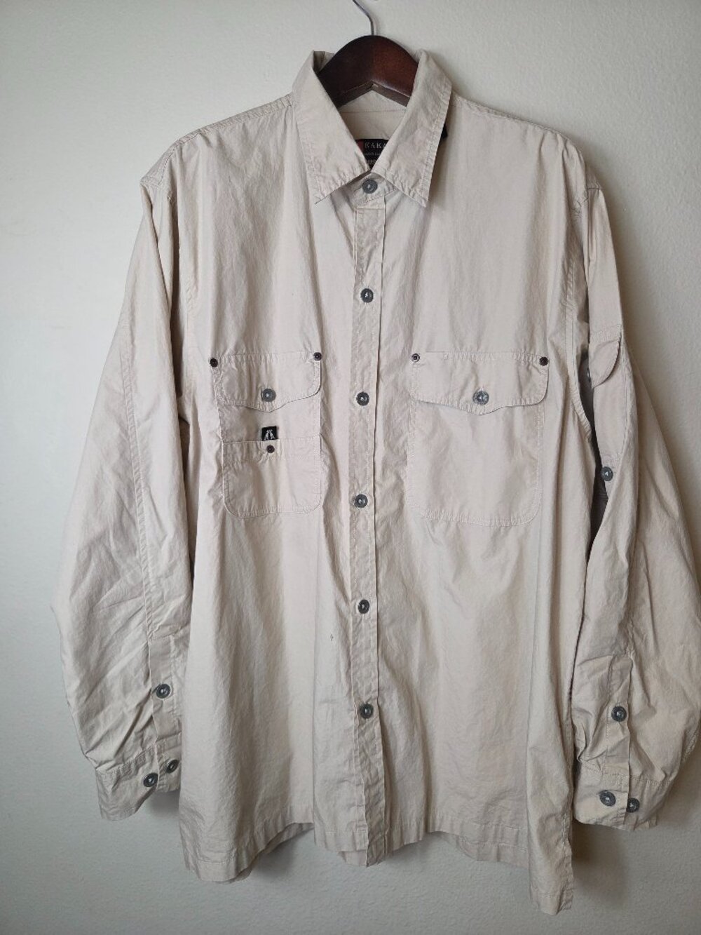 Kakadu Traders Australia Safari Shirt XXL Beige 100% Cotton 8MS12 Pockets
